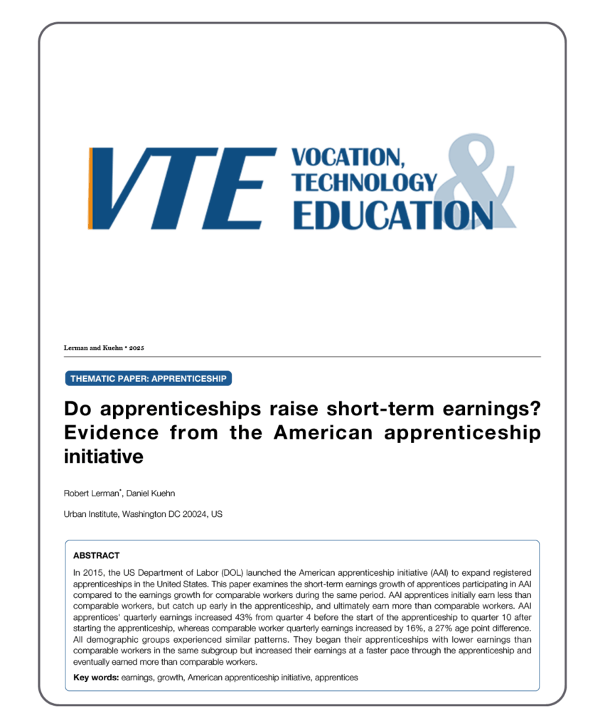 Do apprenticeships raise short-term earnings? Evidence from the American apprenticeship initiative